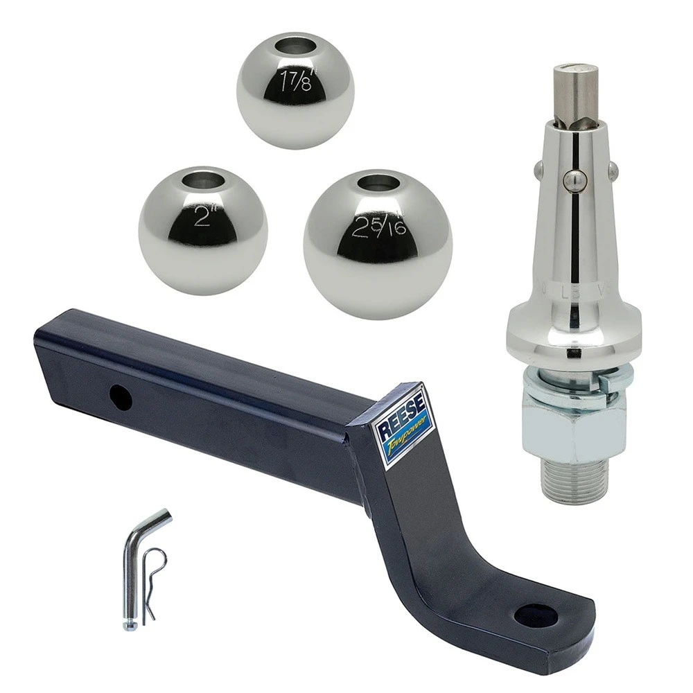 Reese 7,500 lb ball mount kit with Tow Ready interchangeable 1-7/8", 2", 2-5/16" hitch balls and 5/8" pin for 2" receiver