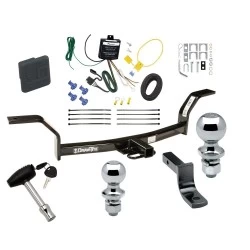 Trailer Tow Hitch For 92-00 Honda Civic Sedan & Coupe Deluxe Package Wiring 2" and 1-7/8" Ball and Lock