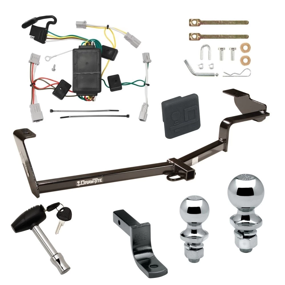 Trailer Tow Hitch For 06-15 Honda Civic 4 Dr. Sedan Except Hybrid and Si Deluxe Package Wiring 2" and 1-7/8" Ball and Lock