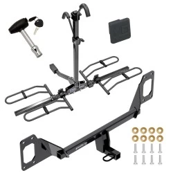 Trailer Tow Hitch For 16-26 Honda Civic Except Center Exhaust Platform Style 2 Bike Rack w/ Hitch Lock and Cover