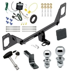 Trailer Tow Hitch For 16-21 Honda Civic Coupe & Hatchback - exc center exhaust Deluxe Package Wiring 2" and 1-7/8" Ball and Lock