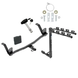 Trailer Tow Hitch w/ 4 Bike Rack For 17-21 Chevy Bolt EV tilt away adult or child arms fold down carrier w/ Lock and Cover