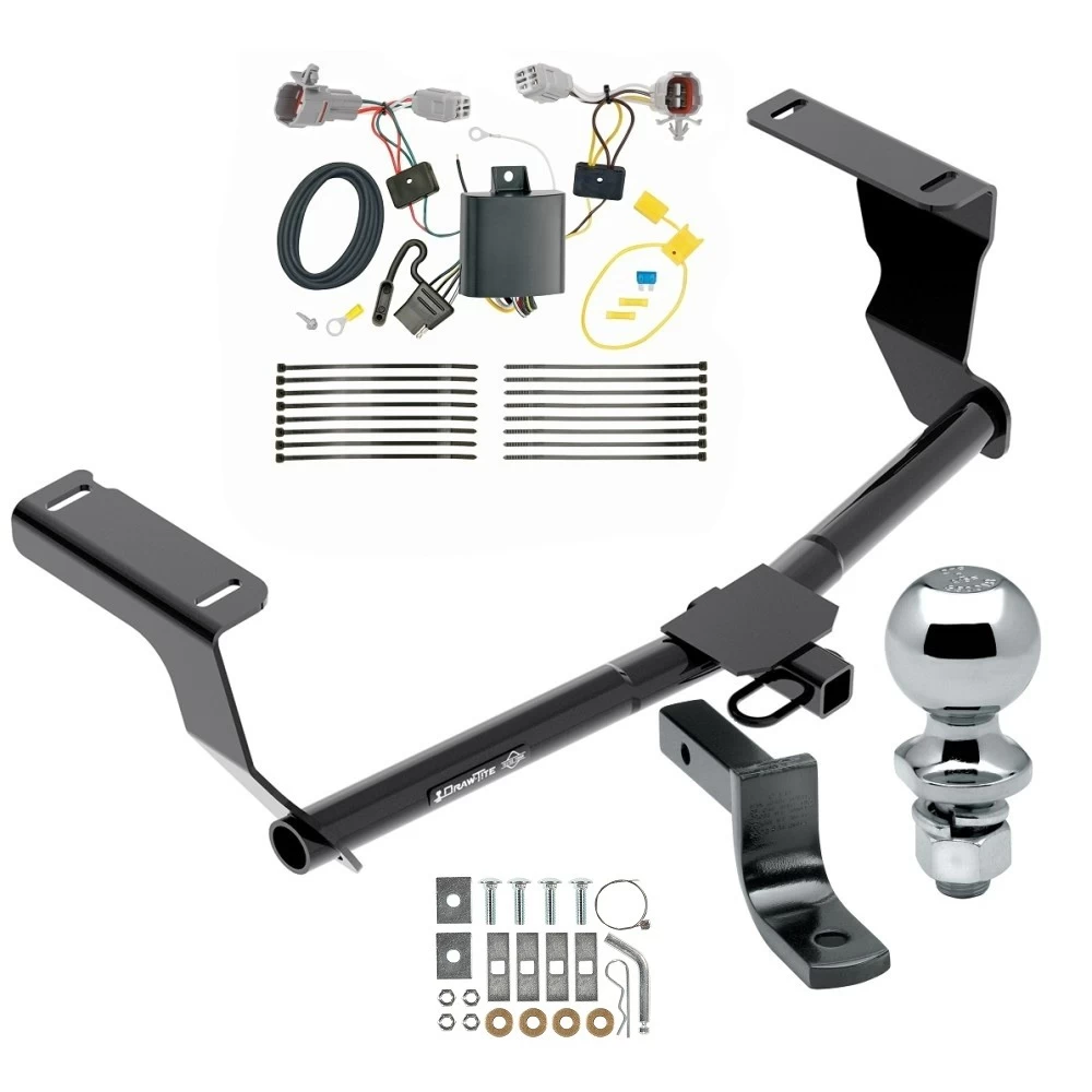 Trailer Tow Hitch For 17-23 Subaru Impreza 5 Dr. Wagon single exhaust Complete Package w/ Wiring Draw Bar and 2" Ball