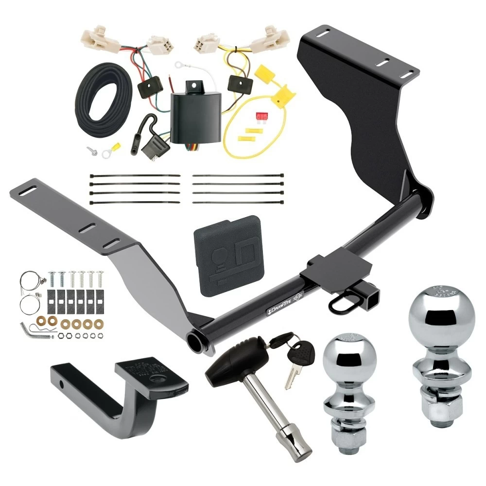 Trailer Tow Hitch For 17-22 Subaru Impreza 4 Dr. Sedan Except WRX and WRX Sti Deluxe Package Wiring 2" and 1-7/8" Ball and Lock