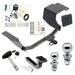 Trailer Tow Hitch For 11-19 Ford Fiesta Hatchback Deluxe Package Wiring 2" and 1-7/8" Ball and Lock