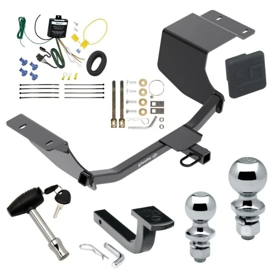 Trailer Tow Hitch For 11-19 Ford Fiesta Hatchback Deluxe Package Wiring 2" and 1-7/8" Ball and Lock