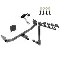 Trailer Tow Hitch w/ 4 Bike Rack For 17-22 Hyundai Ioniq Except Electric & Plug-in Hybrid tilt away adult or child arms fold down carrier w/ Lock and Cover