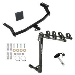 Trailer Tow Hitch w/ 4 Bike Rack For 19-26 Mazda 3 Hatchback tilt away adult or child arms fold down carrier w/ Lock and Cover