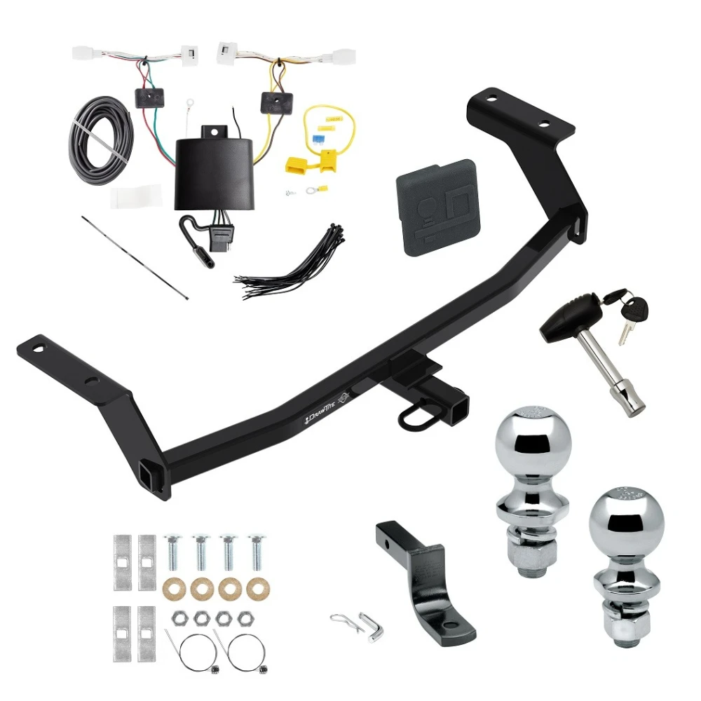 Trailer Tow Hitch For 19-26 Mazda 3 Hatchback Deluxe Package Wiring 2" and 1-7/8" Ball and Lock