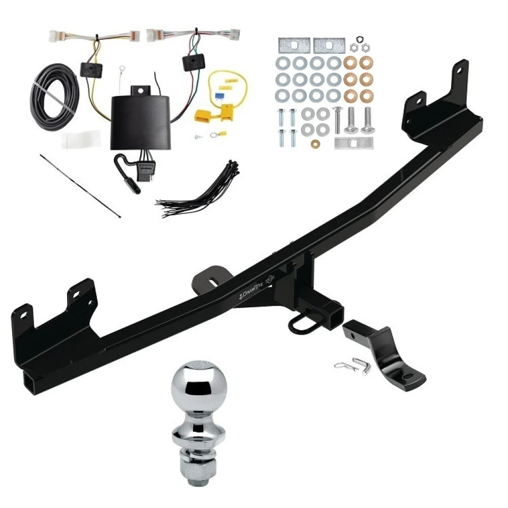 Trailer Tow Hitch For 21-23 KIA Rio Hatchback Complete Package w/ Wiring Draw Bar and 1-7/8" Ball