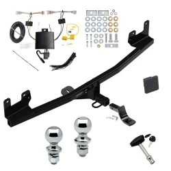 Trailer Tow Hitch For 21-23 KIA Rio Hatchback Deluxe Package Wiring 2" and 1-7/8" Ball and Lock