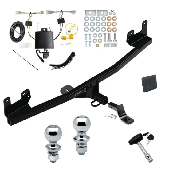 Trailer Tow Hitch For 21-23 KIA Rio Hatchback Deluxe Package Wiring 2" and 1-7/8" Ball and Lock