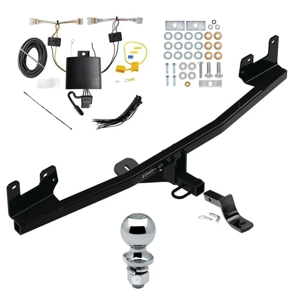 Trailer Tow Hitch For 21-23 KIA Rio Hatchback Complete Package w/ Wiring Draw Bar and 2" Ball