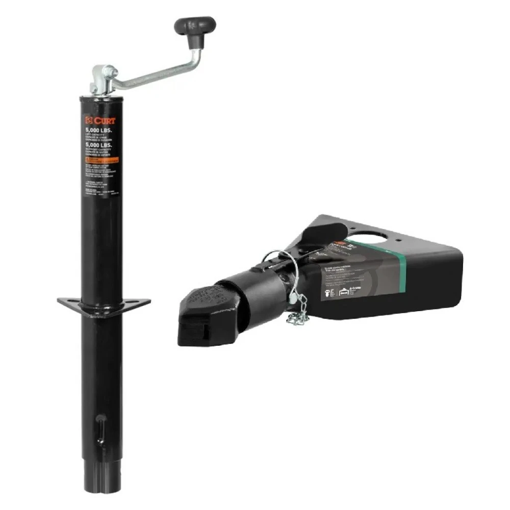 CURT A-Frame Trailer Jack with 2 Inch Coupler, 5000 lbs Jack, 7000 lbs Coupler