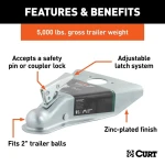 CURT 5K A-Frame Trailer Coupler 2" Ball Zinc Weld-On – 4 Pack Bundle