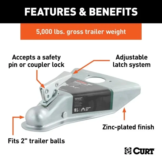 CURT 5K A-Frame Trailer Coupler 2" Ball Zinc Weld-On – 4 Pack Bundle