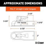 CURT 1-7/8" Straight-Tongue Trailer Coupler for 2" Channel, Zinc, 2K GTW – 8 Pack