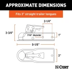 CURT 2K Straight Tongue Trailer Coupler for 3" Channel with Posi-Lock, Zinc