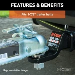 CURT 2K Straight Tongue Coupler for 3 Inch Channel, Zinc-Plated, 1-7/8 Inch Ball