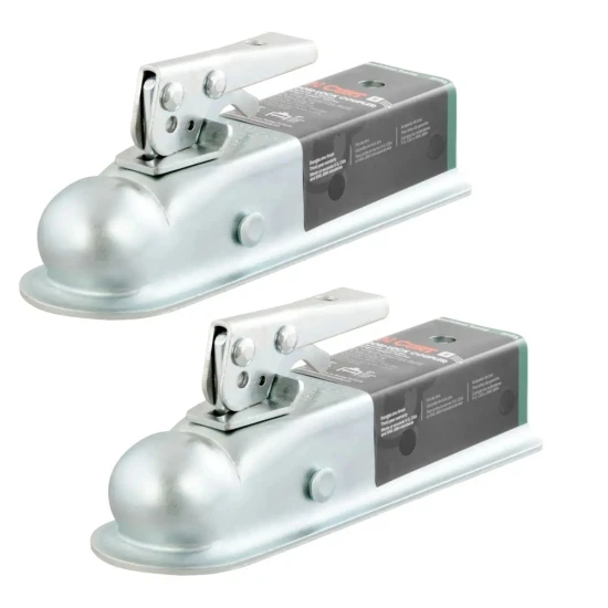 CURT 3.5K Straight Tongue Trailer Coupler 2 Inch Ball 2 Inch Channel Zinc Posi-Lock