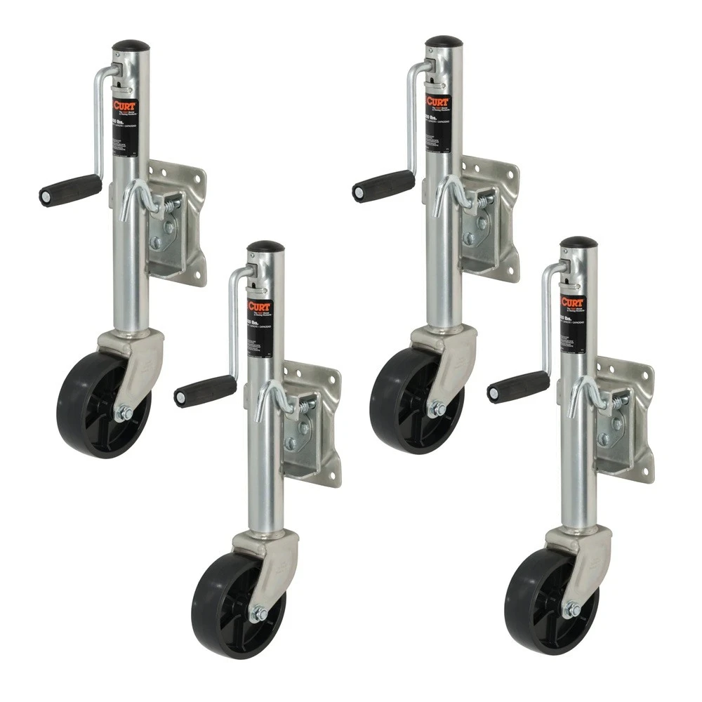CURT 1,200 lb Marine Trailer Jack with 6" Wheel and Sidewind Handle – 4 Pack