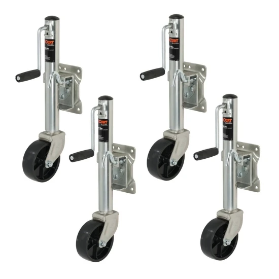 CURT 1,200 lb Marine Trailer Jack with 6" Wheel and Sidewind Handle – 4 Pack
