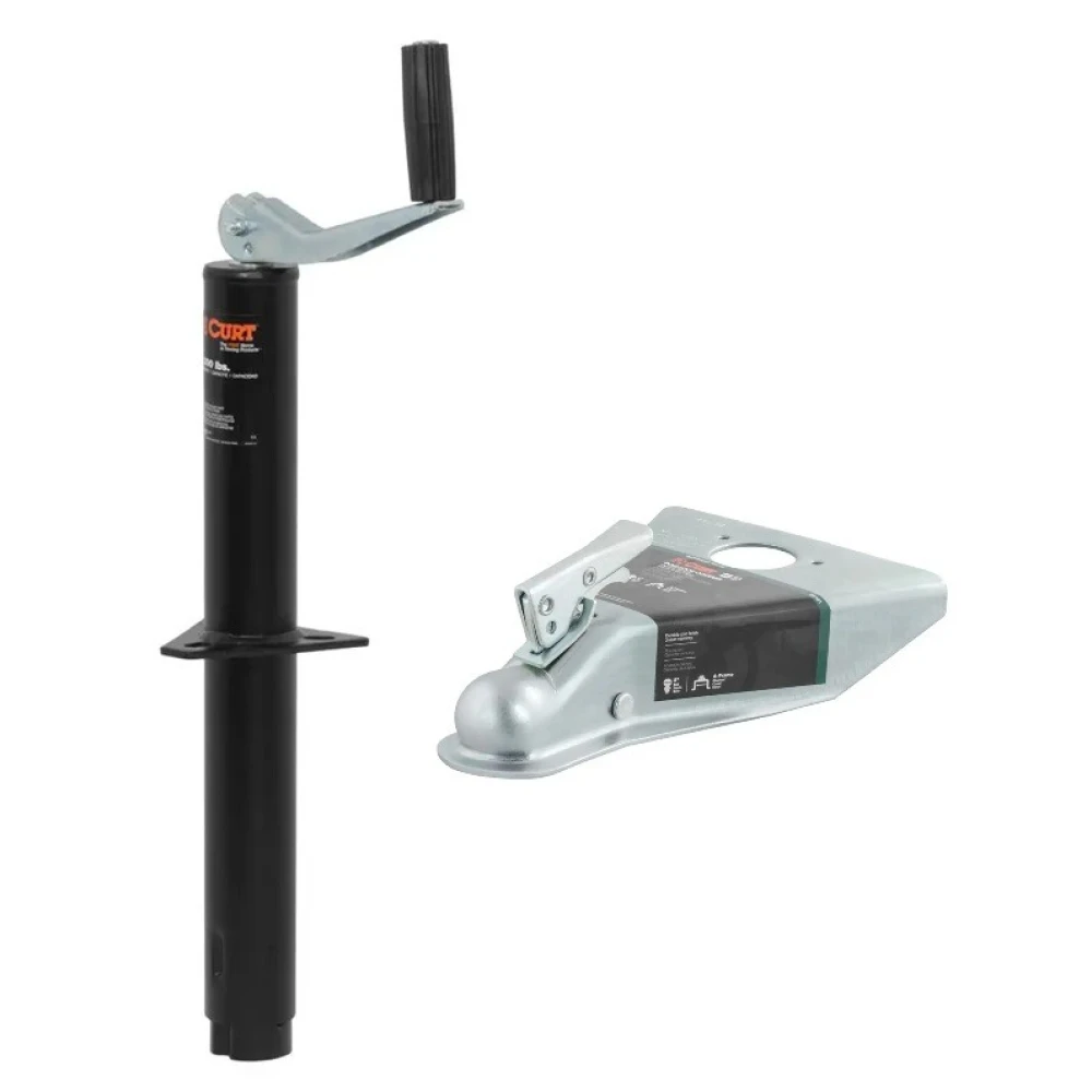 CURT A-Frame Trailer Jack and 2" Coupler Bundle for Towing