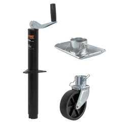 CURT 5K A-Frame Trailer Jack Top Handle 14" Travel w/ Trailer Jack Wheel and Footplate