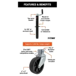 CURT A-Frame Trailer Jack with 5000 lb Capacity and 6" Caster Wheel