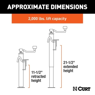 CURT 2K Bracket-Mount Swivel Trailer Jack with Top Handle and 10" Travel