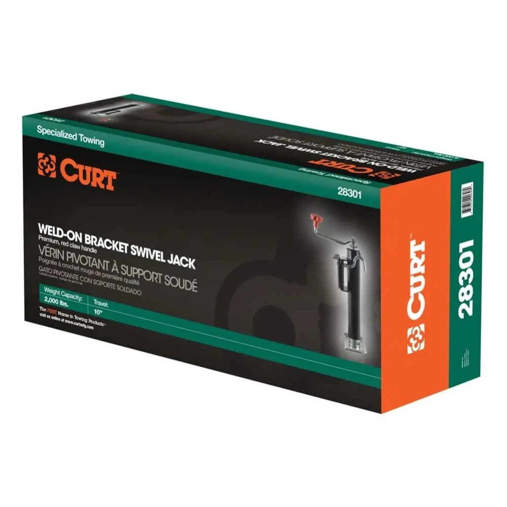 CURT 2K Bracket-Mount Swivel Trailer Jack with Topwind Handle and Footplate