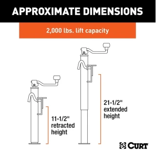 CURT 2K Bracket-Mount Swivel Trailer Jack with Topwind Handle and Footplate