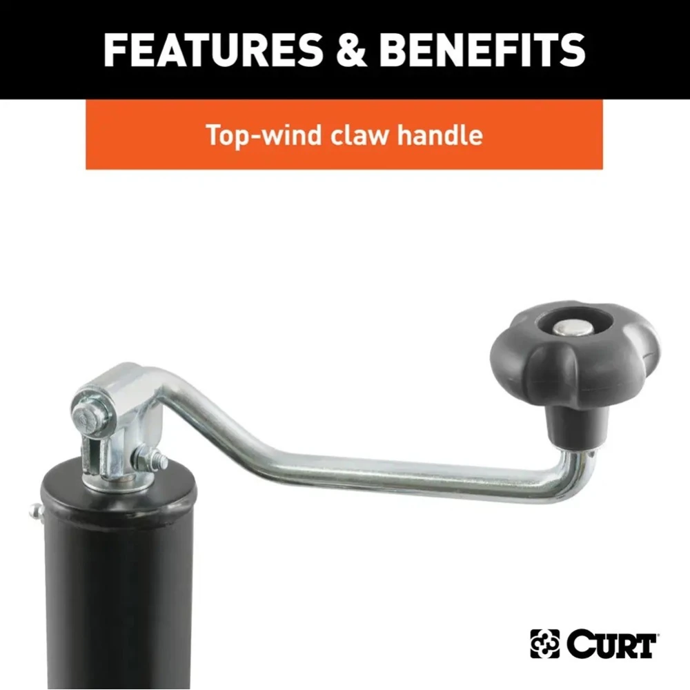 CURT 2K Bracket-Mount Swivel Trailer Jack with Topwind Handle and Footplate