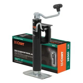 CURT 2K Bracket-Mount Swivel Trailer Jack with Topwind Handle and Footplate