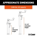 CURT 2K bracket-mount swivel trailer jack with top handle and 15 inch travel