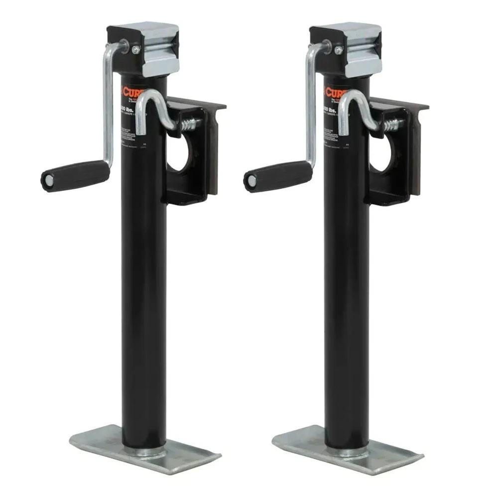 CURT 2K Bracket-Mount Swivel Jack with Side Handle and 15 Inch Travel – 2 Pack