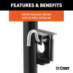 CURT 2K Bracket-Mount Swivel Trailer Jacks with Side Handle and Footplate