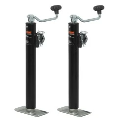 CURT 2x 2K Pipe-Mount Swivel Trailer Jack w/ Topwind Handle and 15" Travel