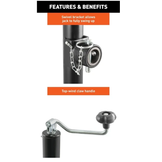 CURT 2K Pipe-Mount Swivel Trailer Jack with Topwind Handle – 15" Lift (8-Pack)