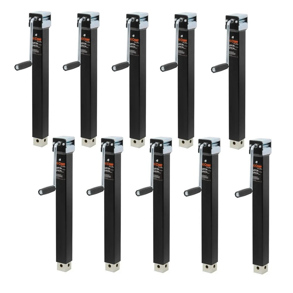 CURT 10-Pack 5K Weld-On Square Trailer Jacks with Sidewind Handle and 15" Lift