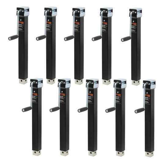 CURT 10-Pack 5K Weld-On Square Trailer Jacks with Sidewind Handle and 15" Lift