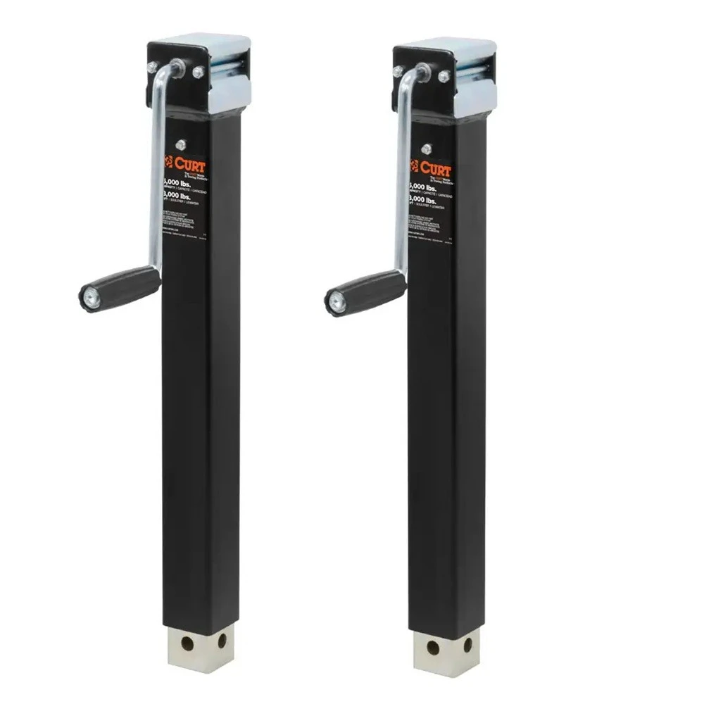 CURT 5K Direct-Weld Square Trailer Jack with Sidewind Handle and 15 Inch Travel