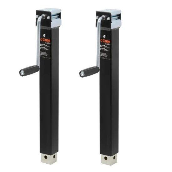 CURT 5K Direct-Weld Square Trailer Jack with Sidewind Handle and 15 Inch Travel
