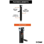 CURT 5K Direct-Weld Square Trailer Jack Bundle with Sidewind Handle – 15" Travel