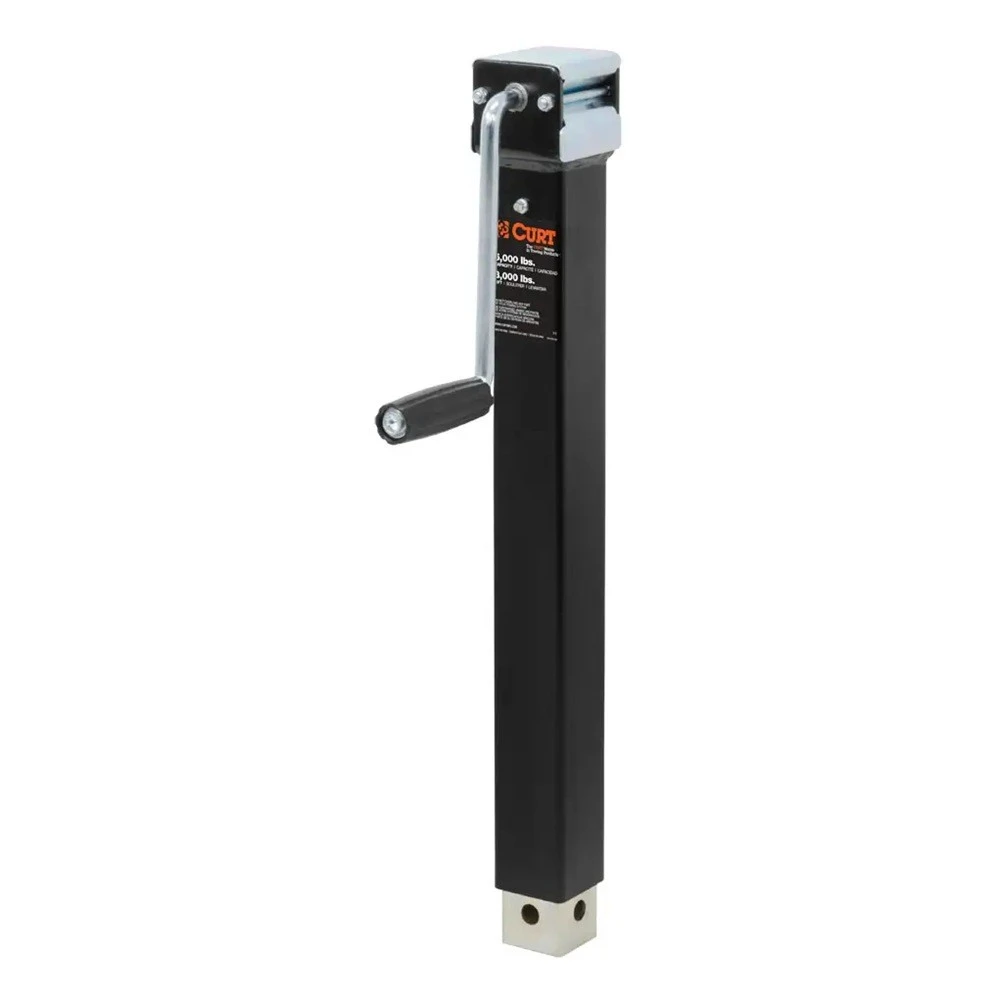 CURT 5K Direct-Weld Square Trailer Jack Bundle with Sidewind Handle – 15" Travel