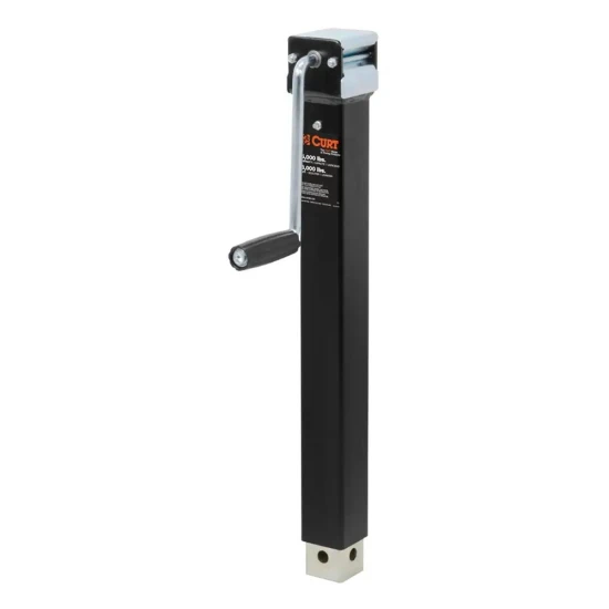 CURT 5K Direct-Weld Square Trailer Jack Bundle with Sidewind Handle – 15" Travel