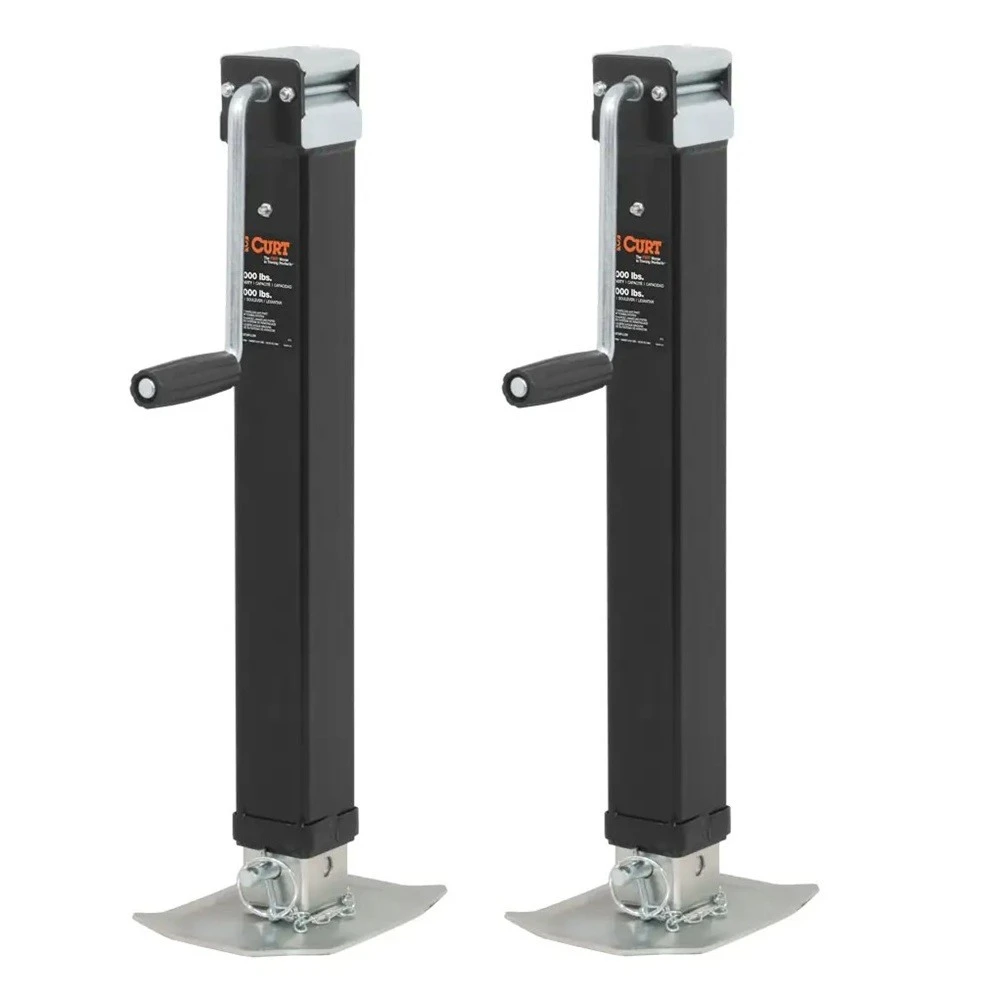 CURT 8K Direct-Weld Square Trailer Jack with Sidewind Handle and Footplate