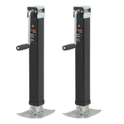 CURT 2x 8K Direct-Weld Square Trailer Jack w/ Sidewind Handle and 15" Travel 