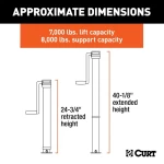 CURT 8K Direct-Weld Square Trailer Jack with Sidewind Handle and Footplate