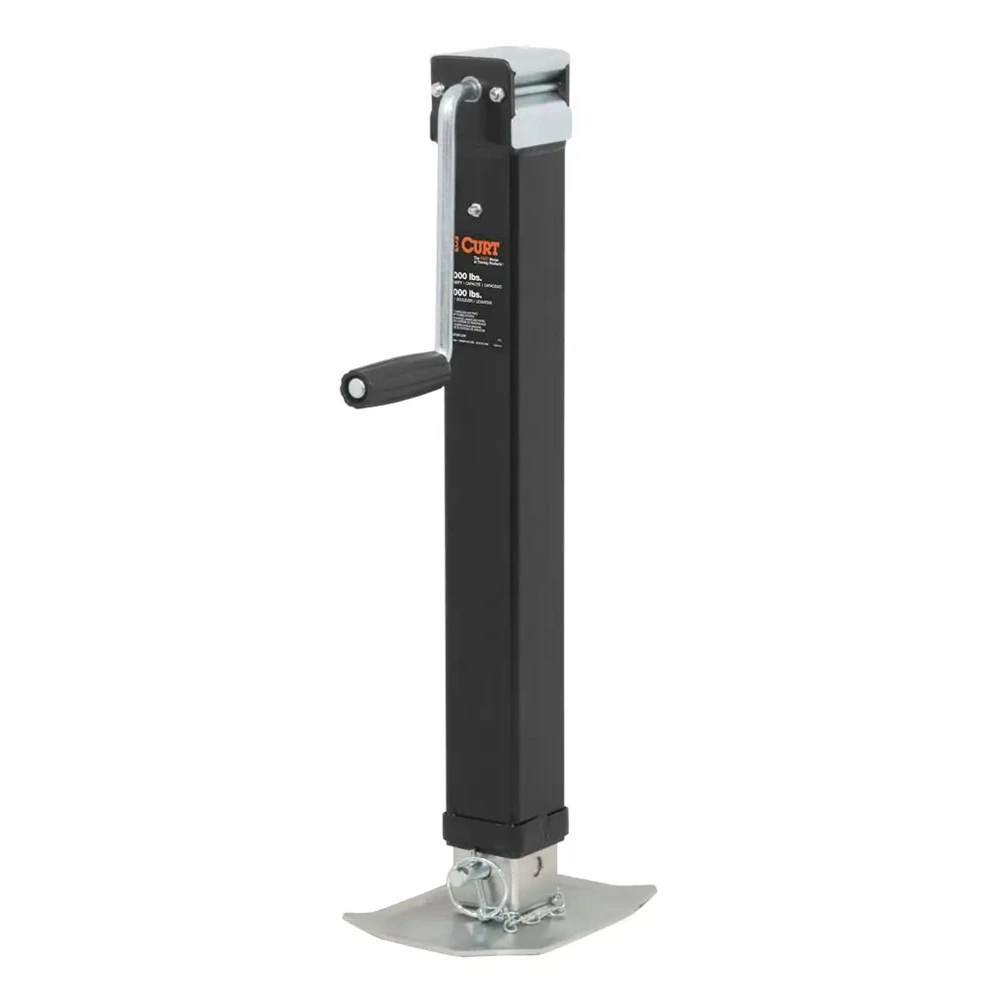 CURT 8K Direct-Weld Square Trailer Jack with Sidewind Handle and Footplate